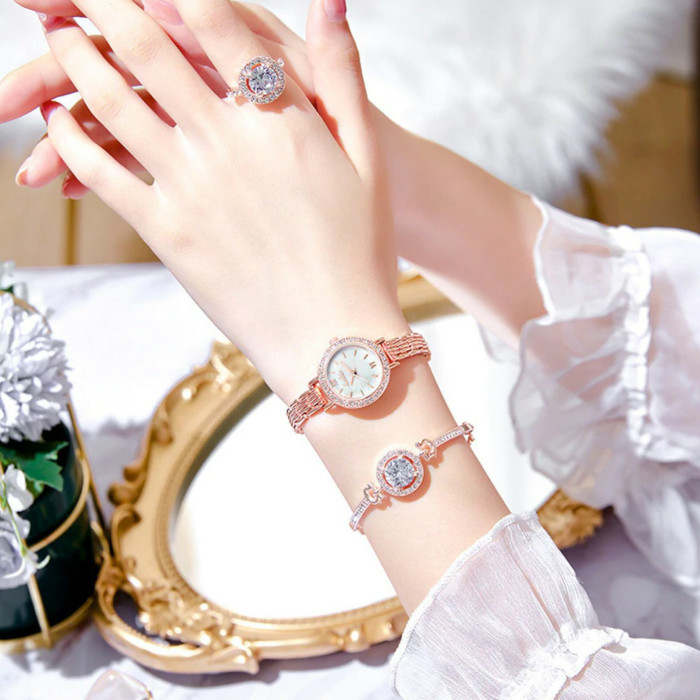 Lushika Fashionable Watch Quartz Small Watch With Full Nekless Set