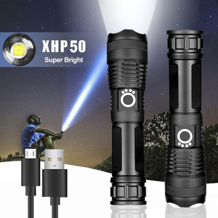 Rechargeable  Waterproof Zoom Led Flashlight
