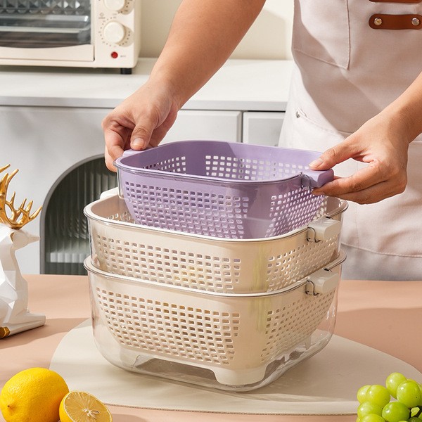 Kitchen double-layer drain basket