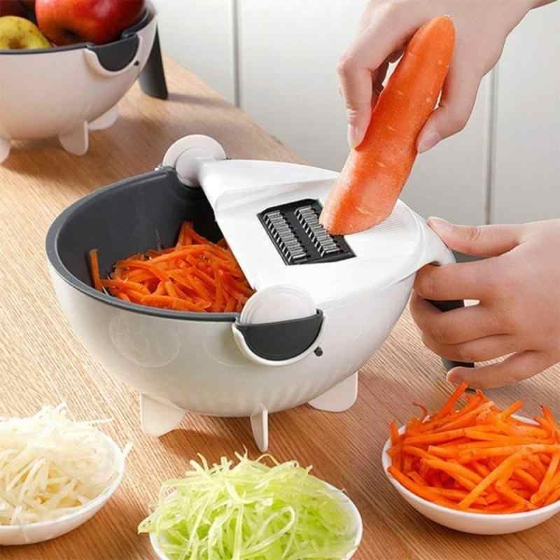 New 13in 1 Multifunction Magic Rotate Vegetable Cutter with Drain Basket