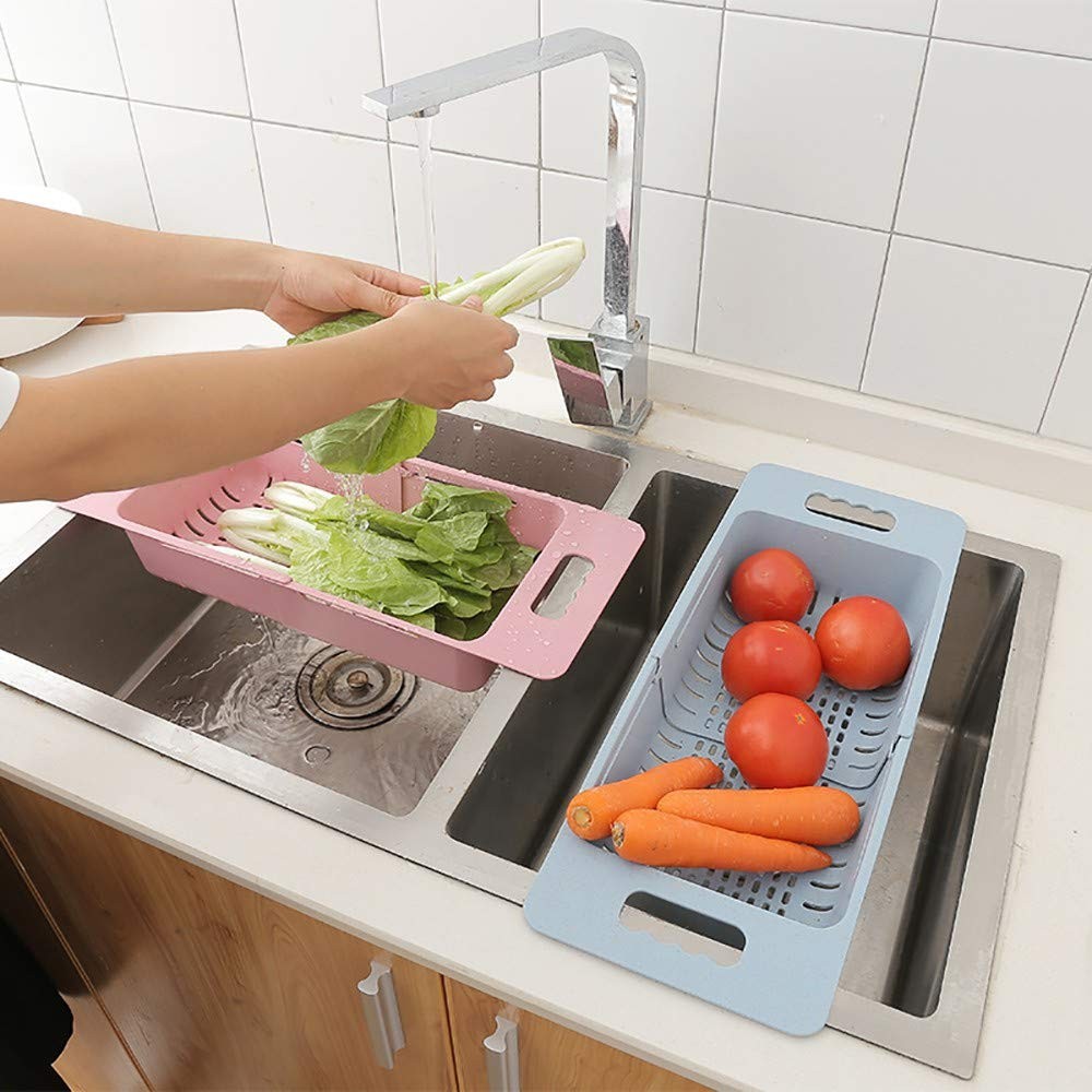 Dish Drying Rack Adjustable Dish Drainer Sink Drain Basket Washing Vegetable Fruit Plastic Drying Rack Kitchen Accessories Organizer Sink