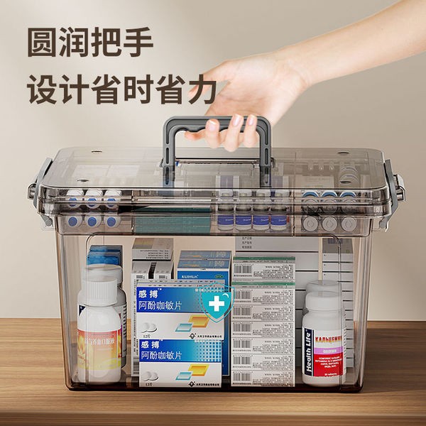 Transparent portable household medicine box